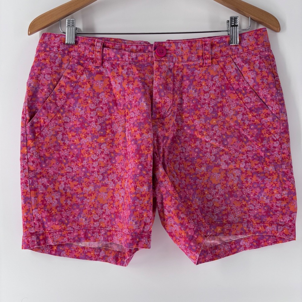 Columbia Shorts Womens 8 Pink‎ Floral Cotton Casual Hiking Outdoor 6" Inseam